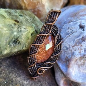 Handcrafted Faceted Rainbow Sunstone Pendant